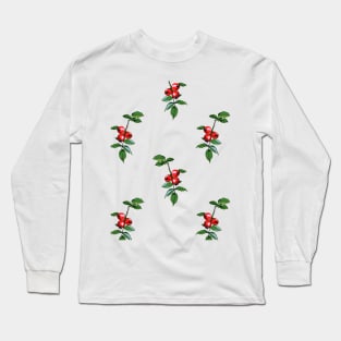 Pattern of a branch of rose hip Long Sleeve T-Shirt